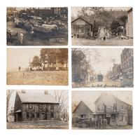 [EPHEMERA]. 42 RPPCs and 27 printed postcards of Ohio towns incl. railroads and bridges.