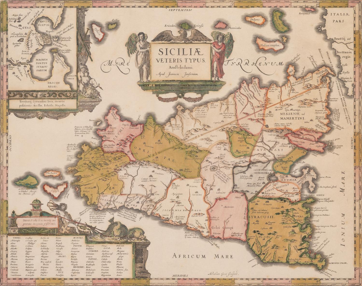 JANSSONIUS, Johannes (1588-1664). Sicilia Veteris Typus . Amsterdam, 1618.