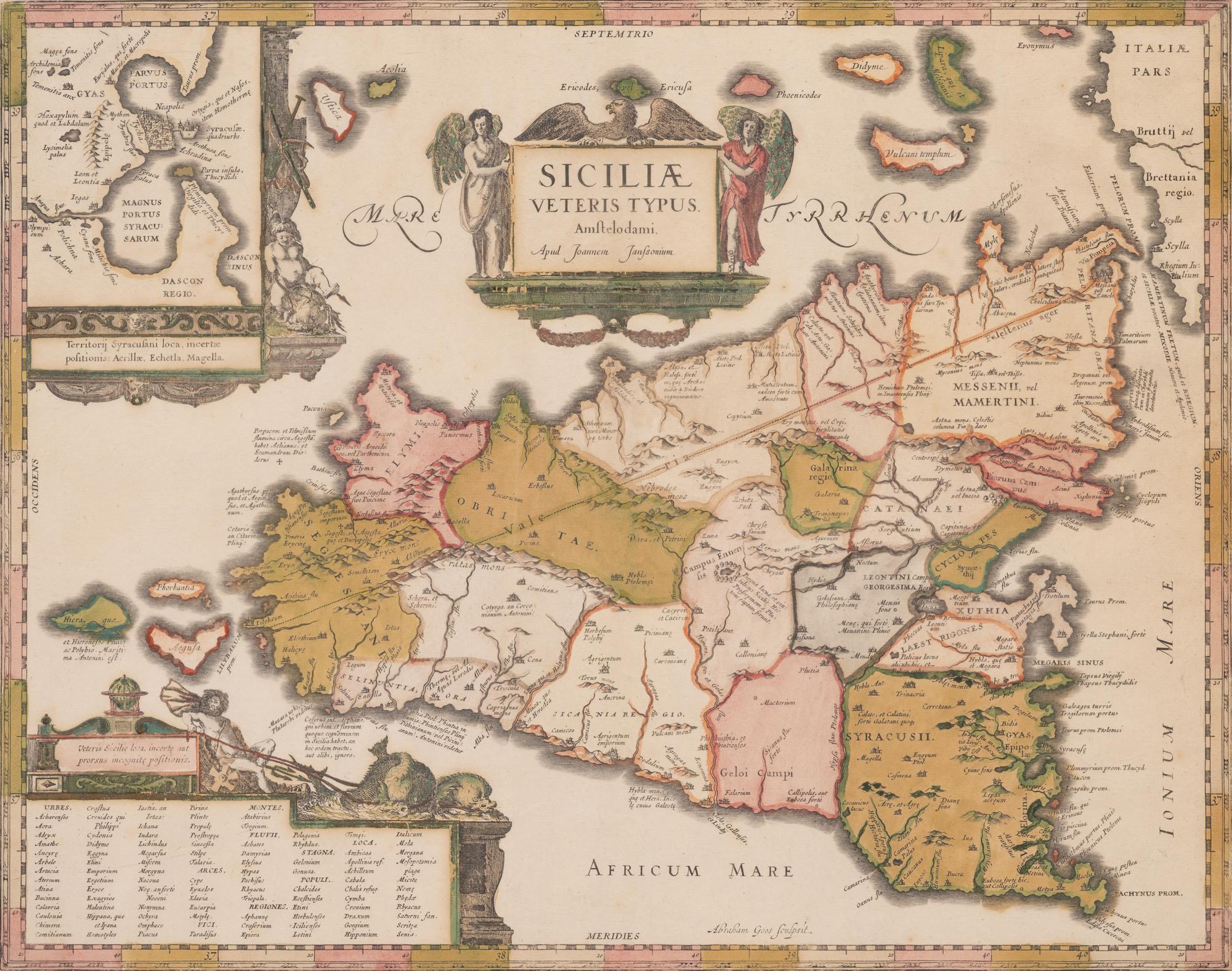 JANSSONIUS, Johannes (1588-1664). Sicilia Veteris Typus . Amsterdam, 1618.