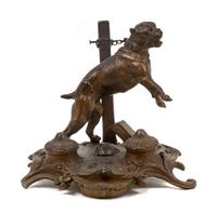 A Bronze Neapolitan Mastiff Inkwell Height 7 inches.