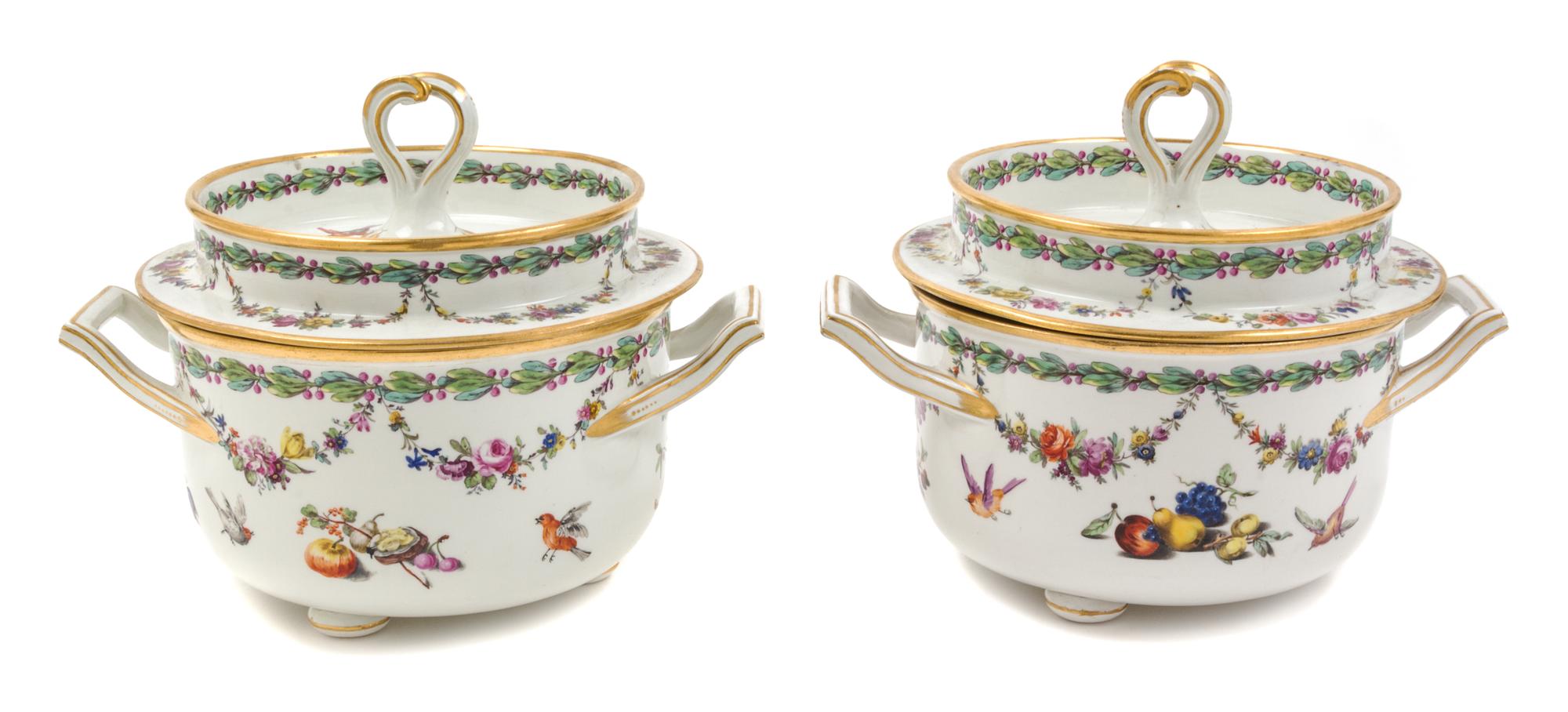 A Pair of Vienna Porcelain Fruit Coolers Width over handles 9 3/4 inches. — 18TH CENTURY