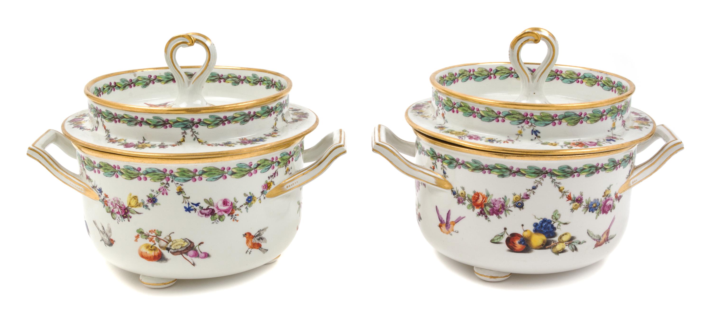A Pair of Vienna Porcelain Fruit Coolers Width over handles 9 3/4 inches. — 18TH CENTURY