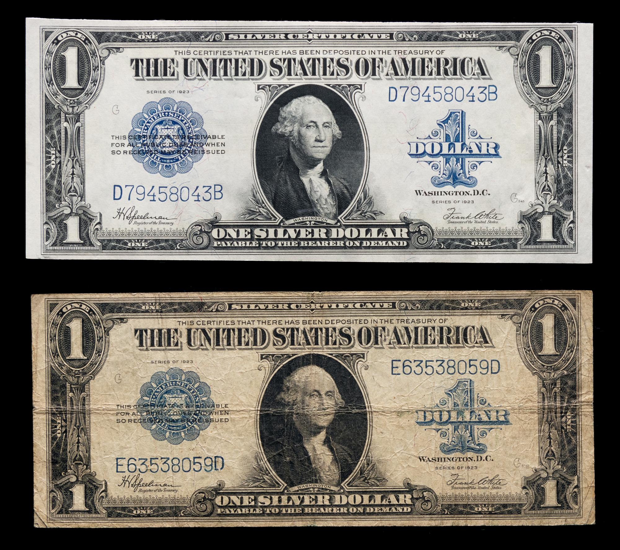 Two United States Series 1923 $1 Silver Certificates