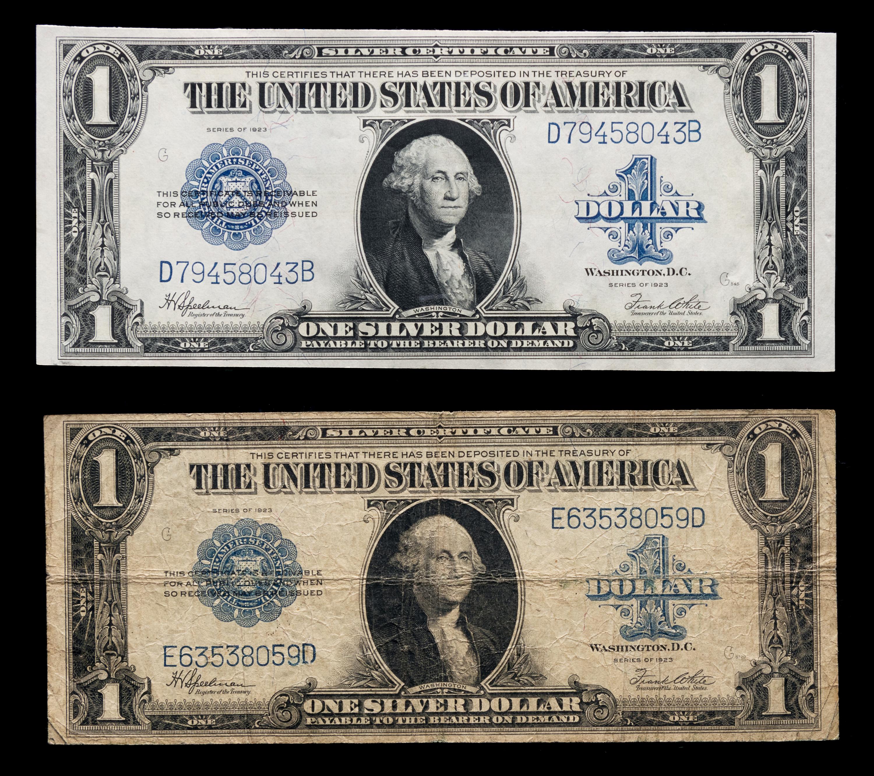 Two United States Series 1923 $1 Silver Certificates