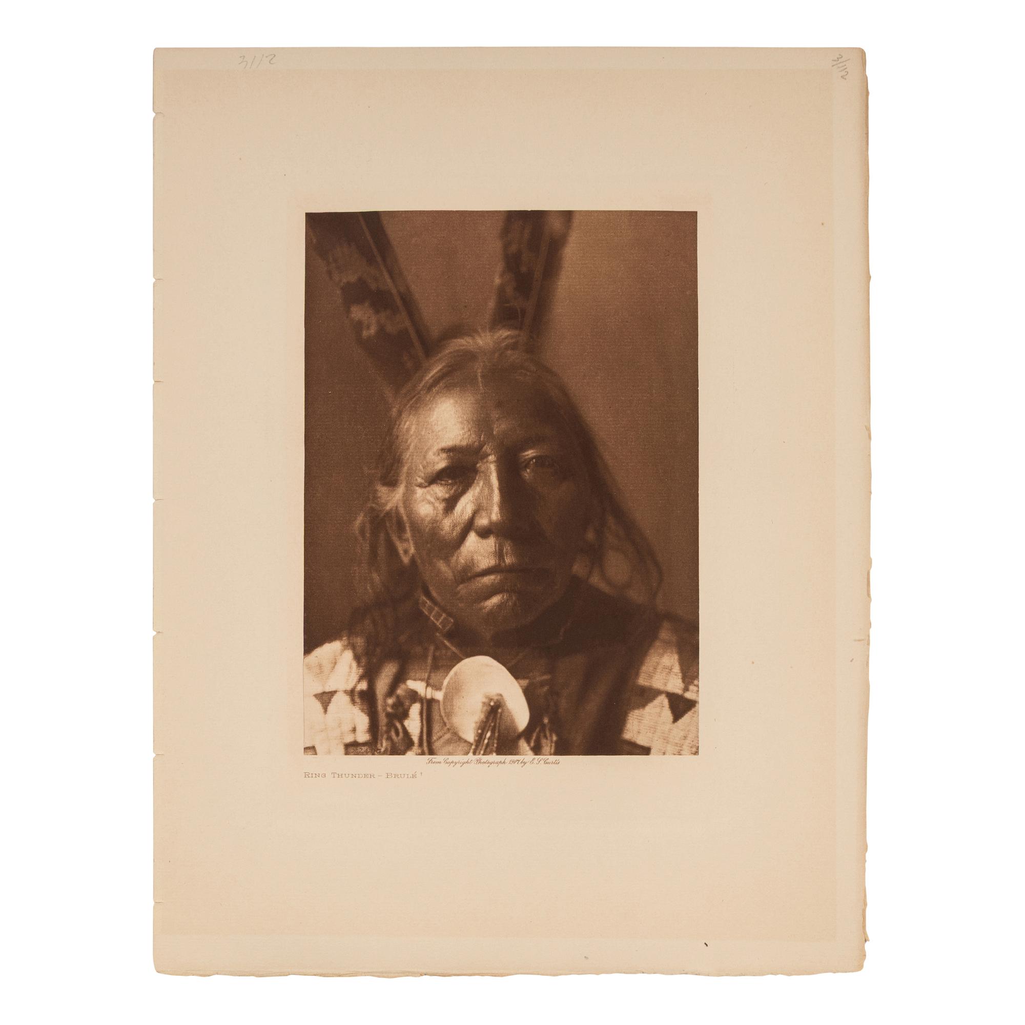 Edward Curtis (1868-1952) — Photogravures of Native American Male Subjects, Most Identified Lot of 21