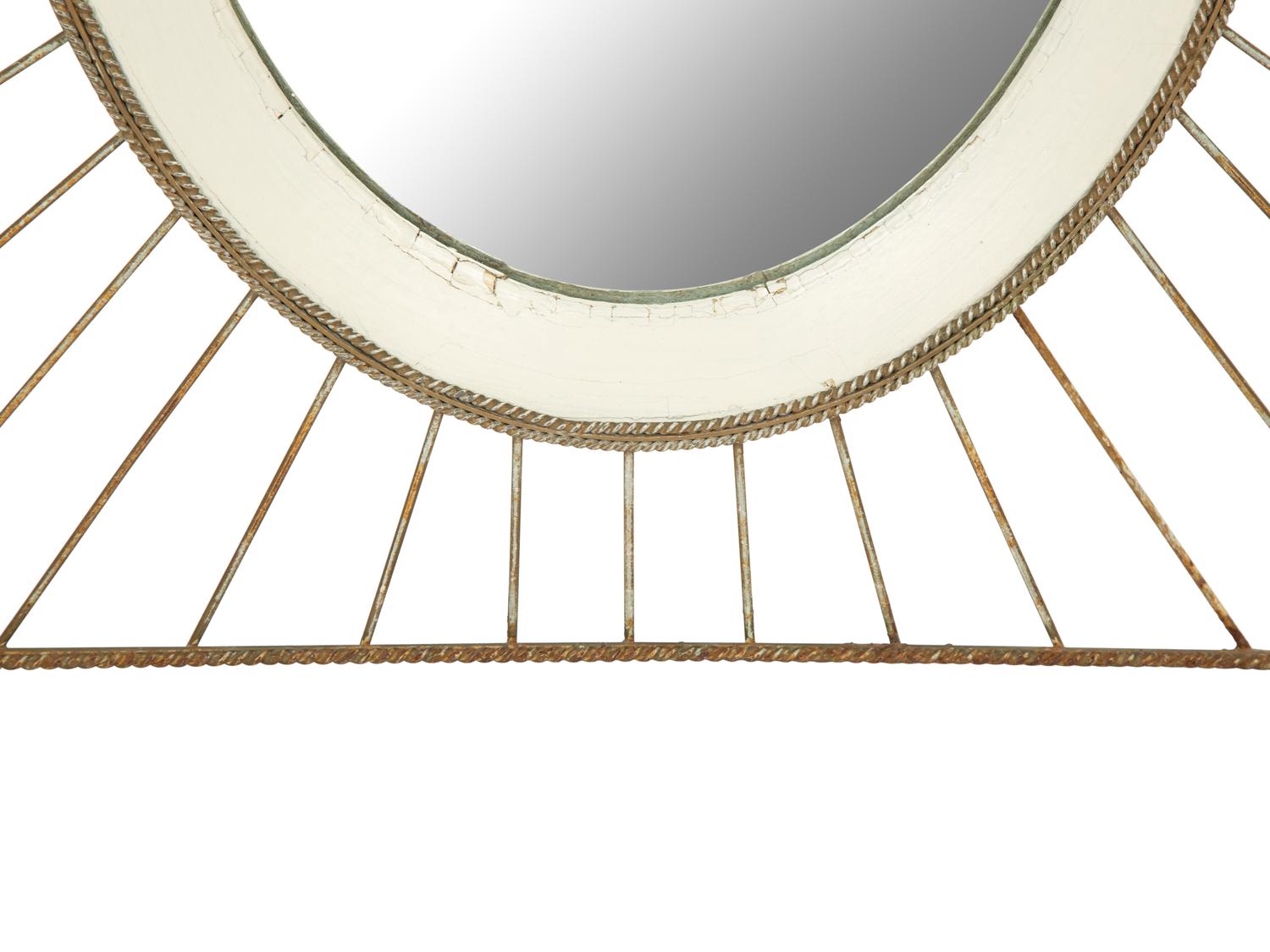 A Painted Wire and Wood Mirror