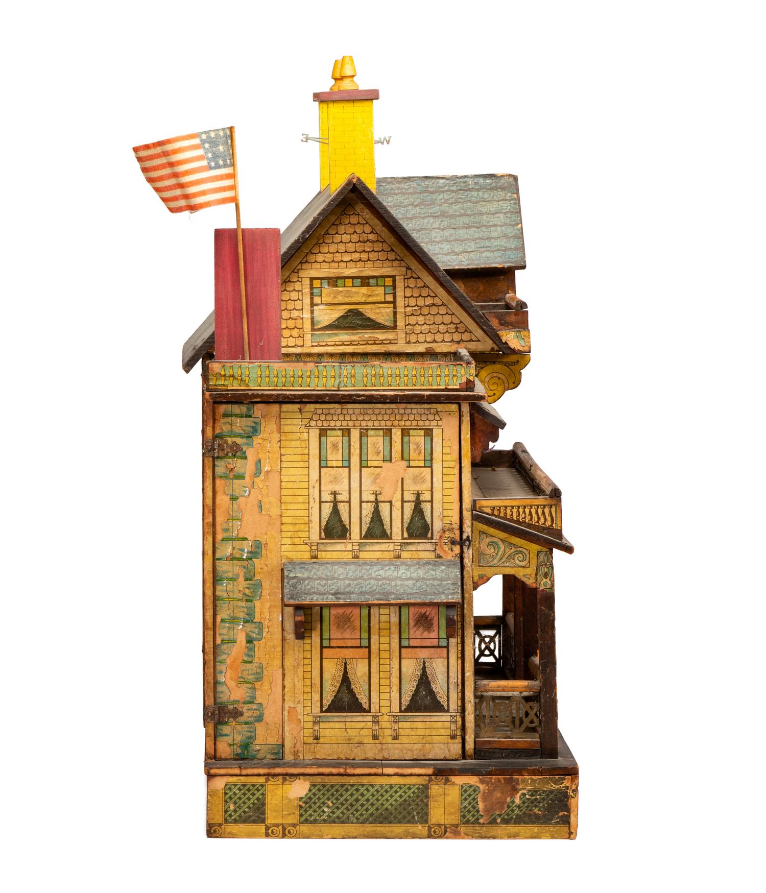 A Large R. Bliss Manufacturing Dollhouse with Angel Gabriel Weathervane