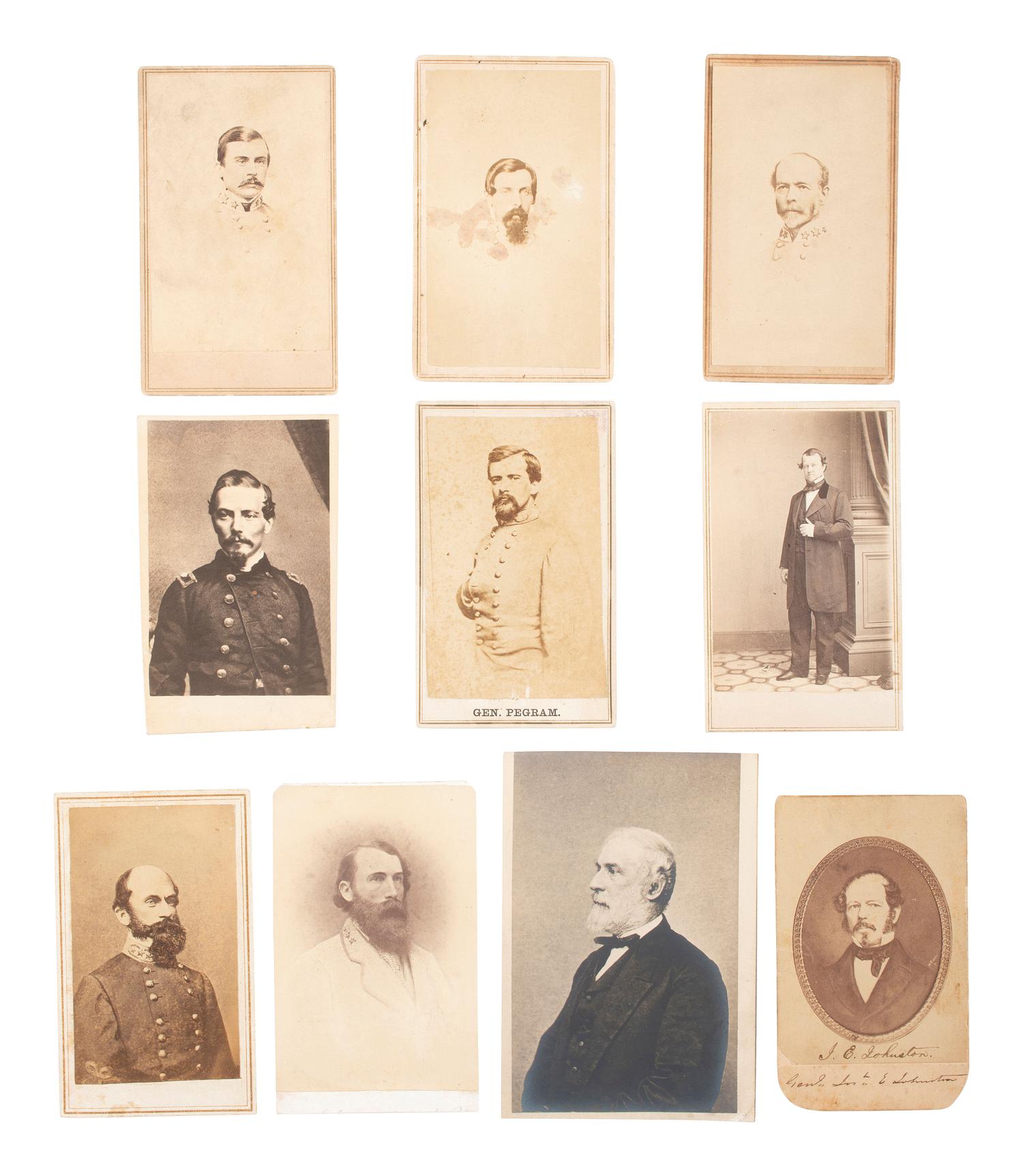 [CIVIL WAR] -- [EASTERN THEATER]. A group of 10 CDVs of Confederate generals and officers, incl. Hill, Johnston, Ewell, Garland, Steuart, and Lee.