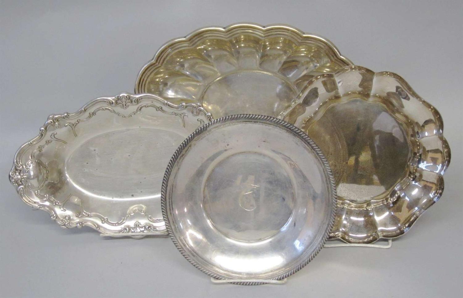 Two sterling silver bread trays gorham corporation, providence, ri, 20th century