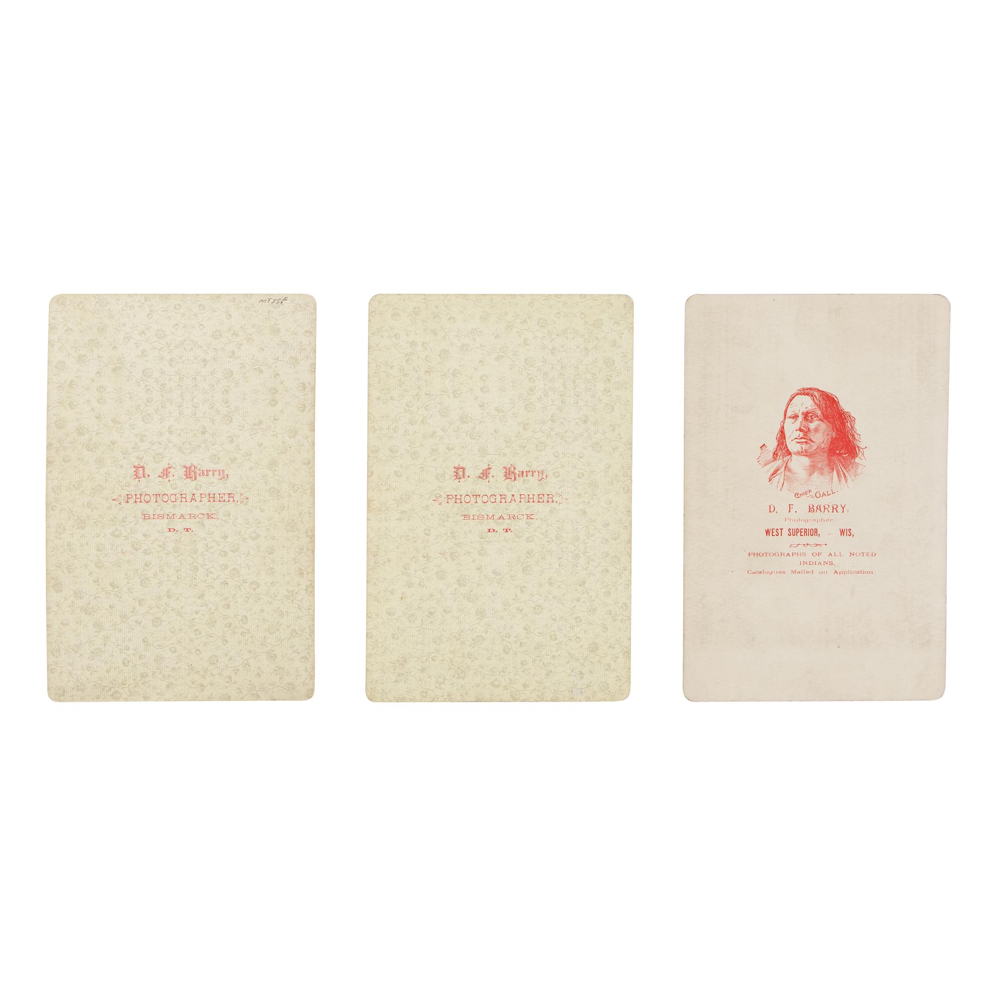 David F. Barry (American, 1854-1934) — Three Cabinet Cards of Plains Indians