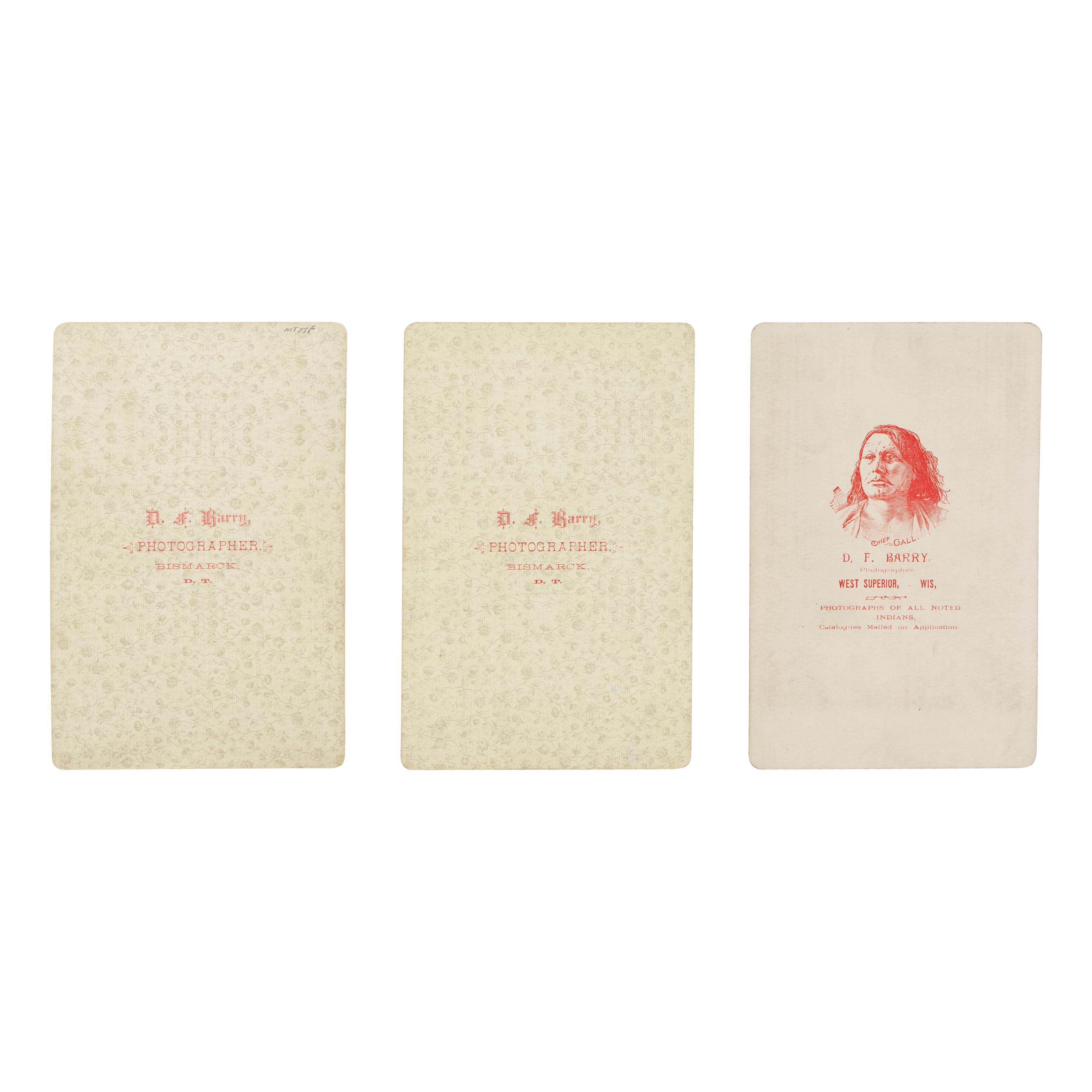 David F. Barry (American, 1854-1934) — Three Cabinet Cards of Plains Indians