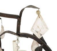 A Wrought Iron and Rock Crystal Eight-Light Chandelier