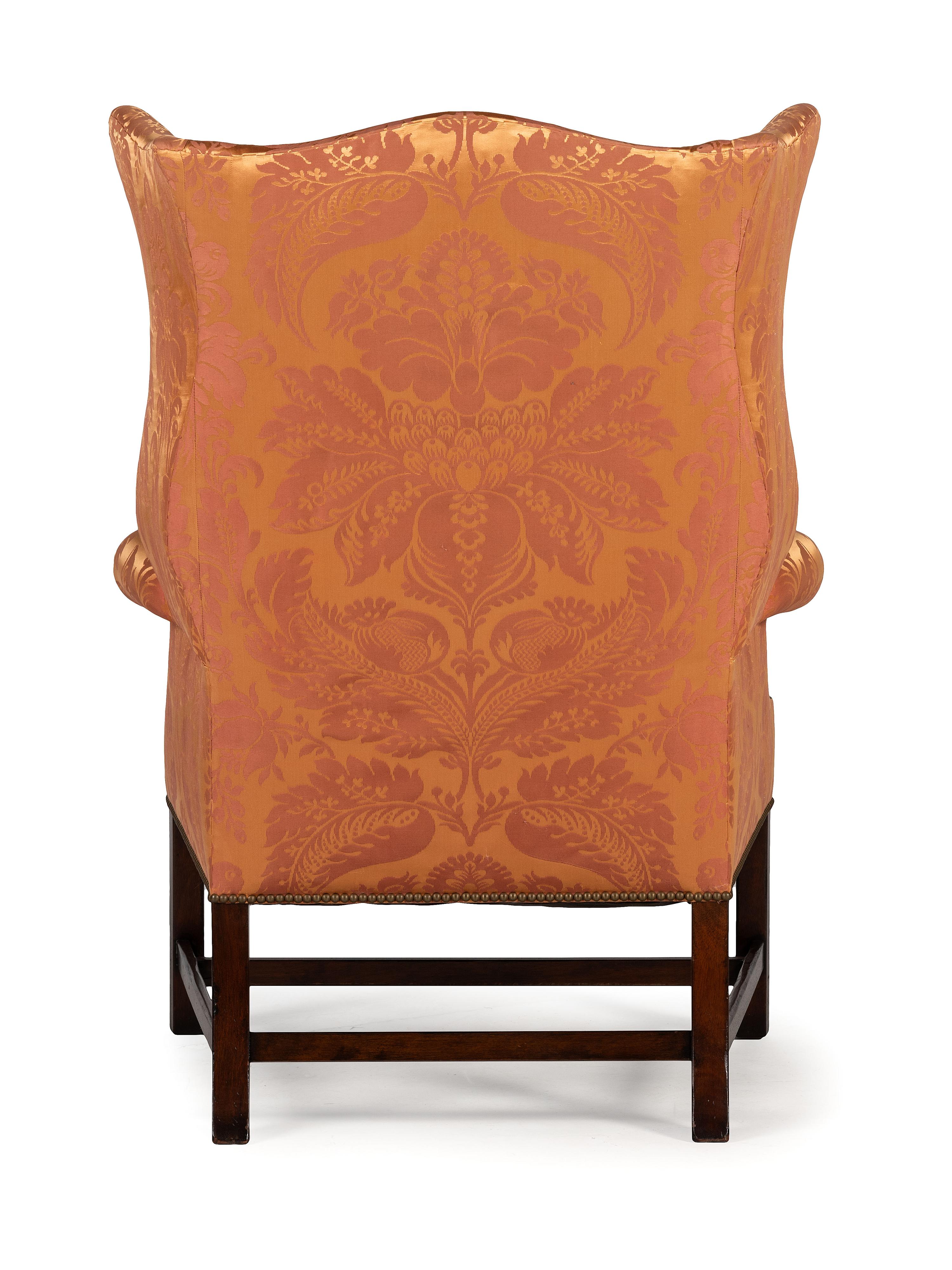 A George III Style Scalamandré-Upholstered Wingback Armchair