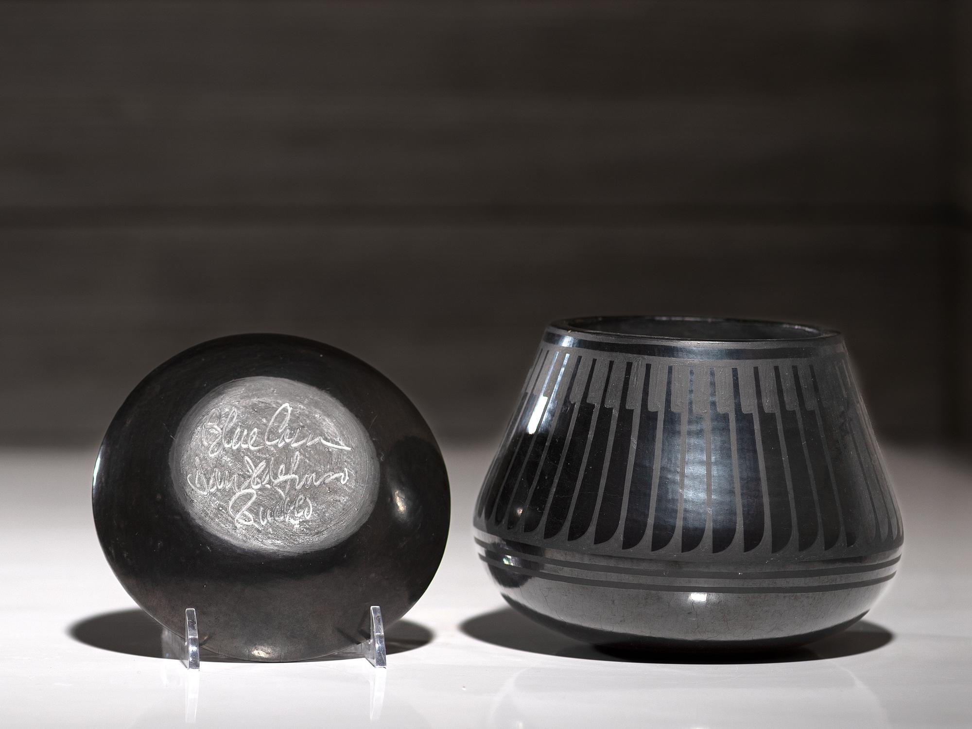 Blackware Pottery Jar and Plate