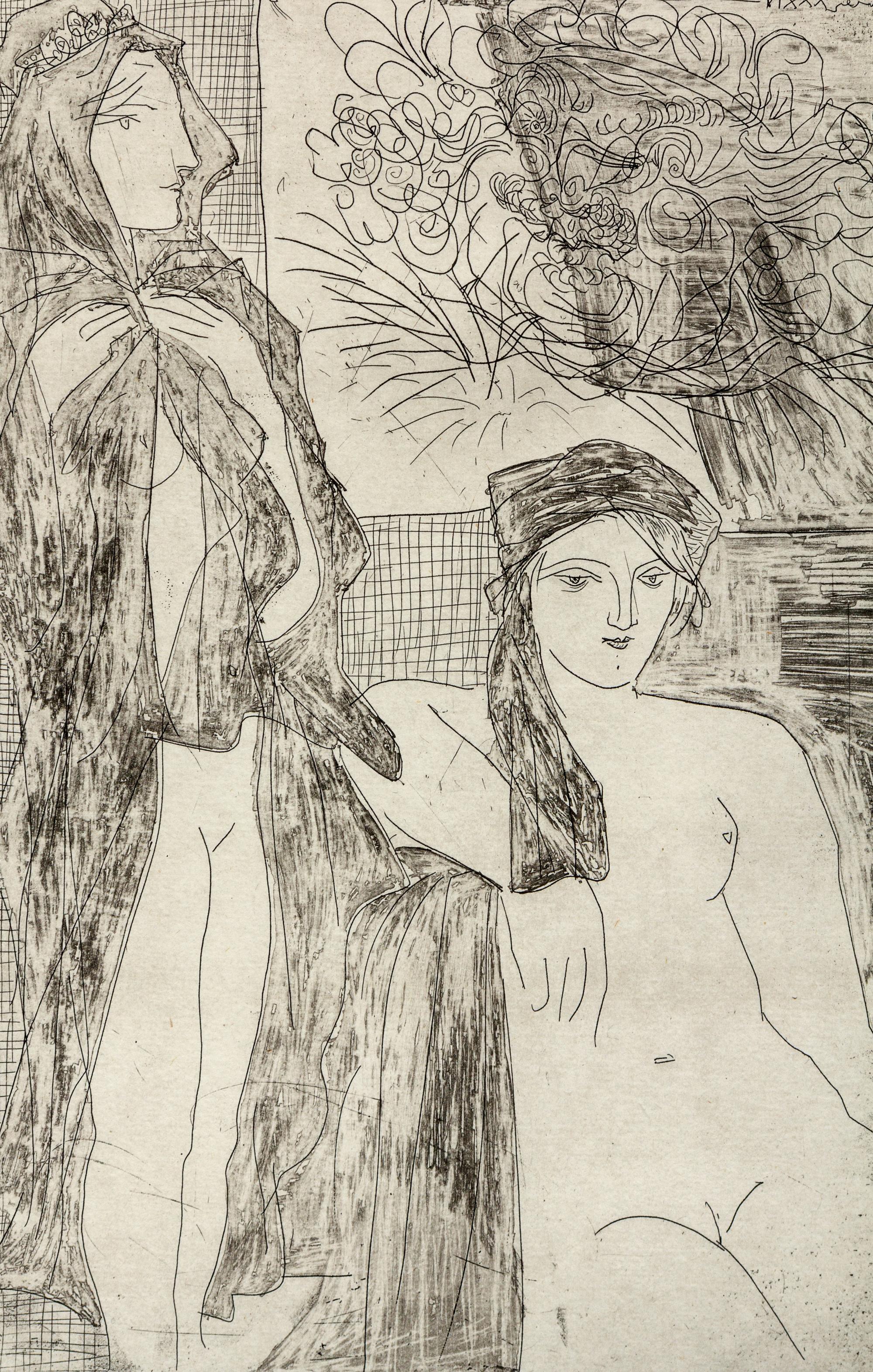 Rembrandt et Deux Femmes, Plate 35 from La Suite Vollard — Rembrandt et Deux Femmes