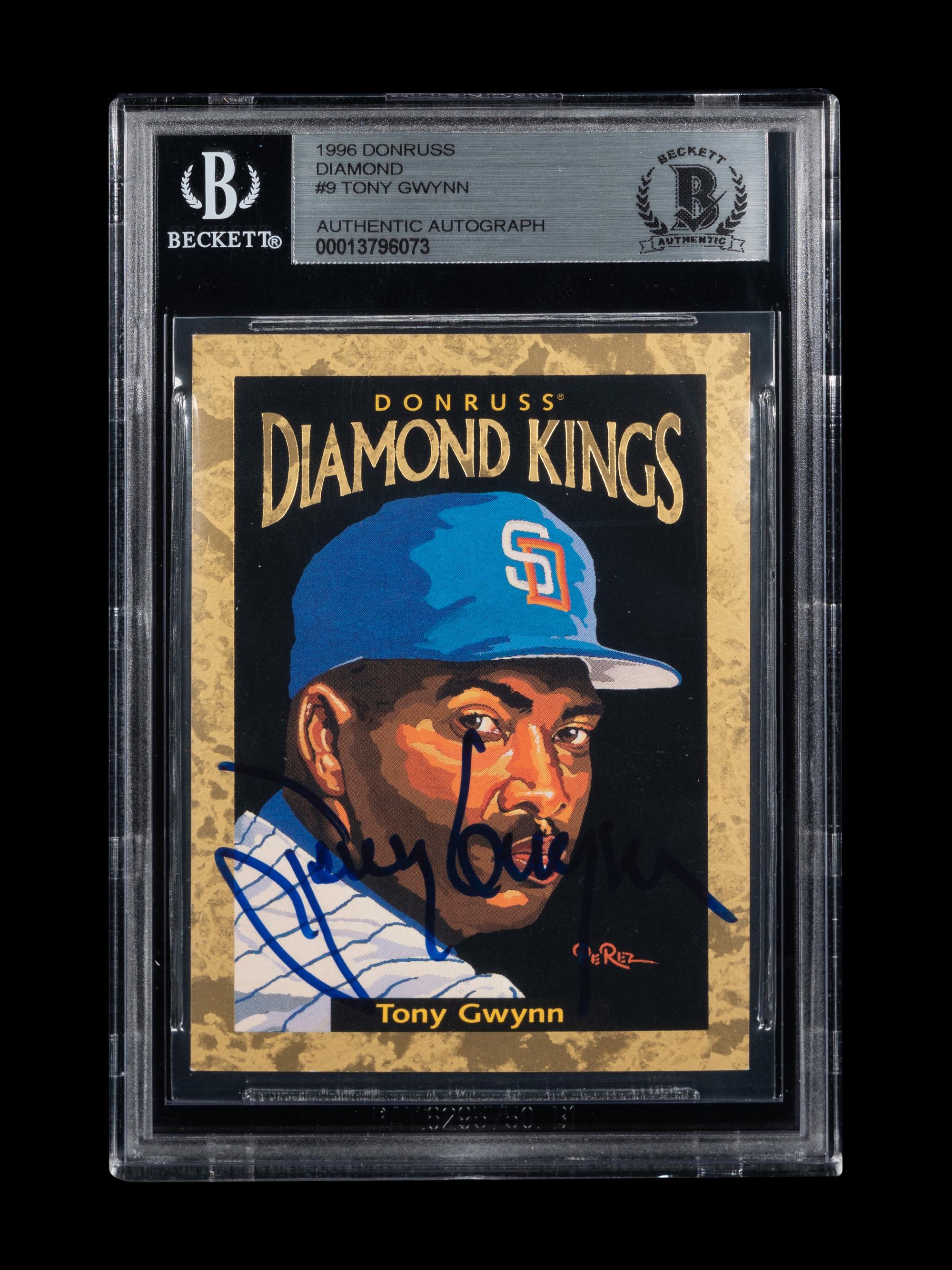 A 1996 Donruss Diamond Kings Tony Gwynn Signed Autograph Baseball Card No. DK-9 (Beckett Authentication Services BAS Certified)