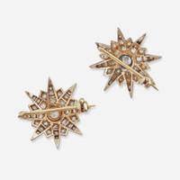 A Set of Matching Yellow Gold and Diamond Brooches Victorian, c.1915