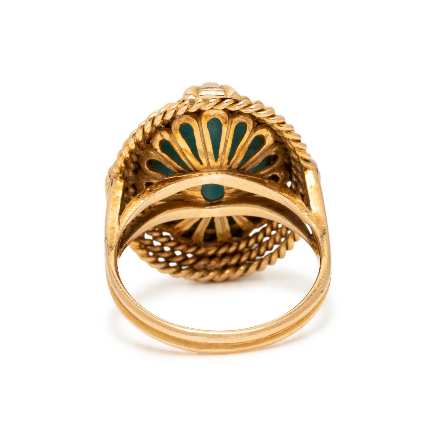 YELLOW GOLD AND TREATED TURQUOISE RING