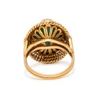 YELLOW GOLD AND TREATED TURQUOISE RING