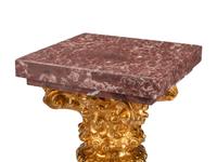 A Pair of Continental Gilt Bronze Mounted Marble Pedestals