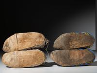 Sioux Beaded Hide Moccasins, Two Pairs