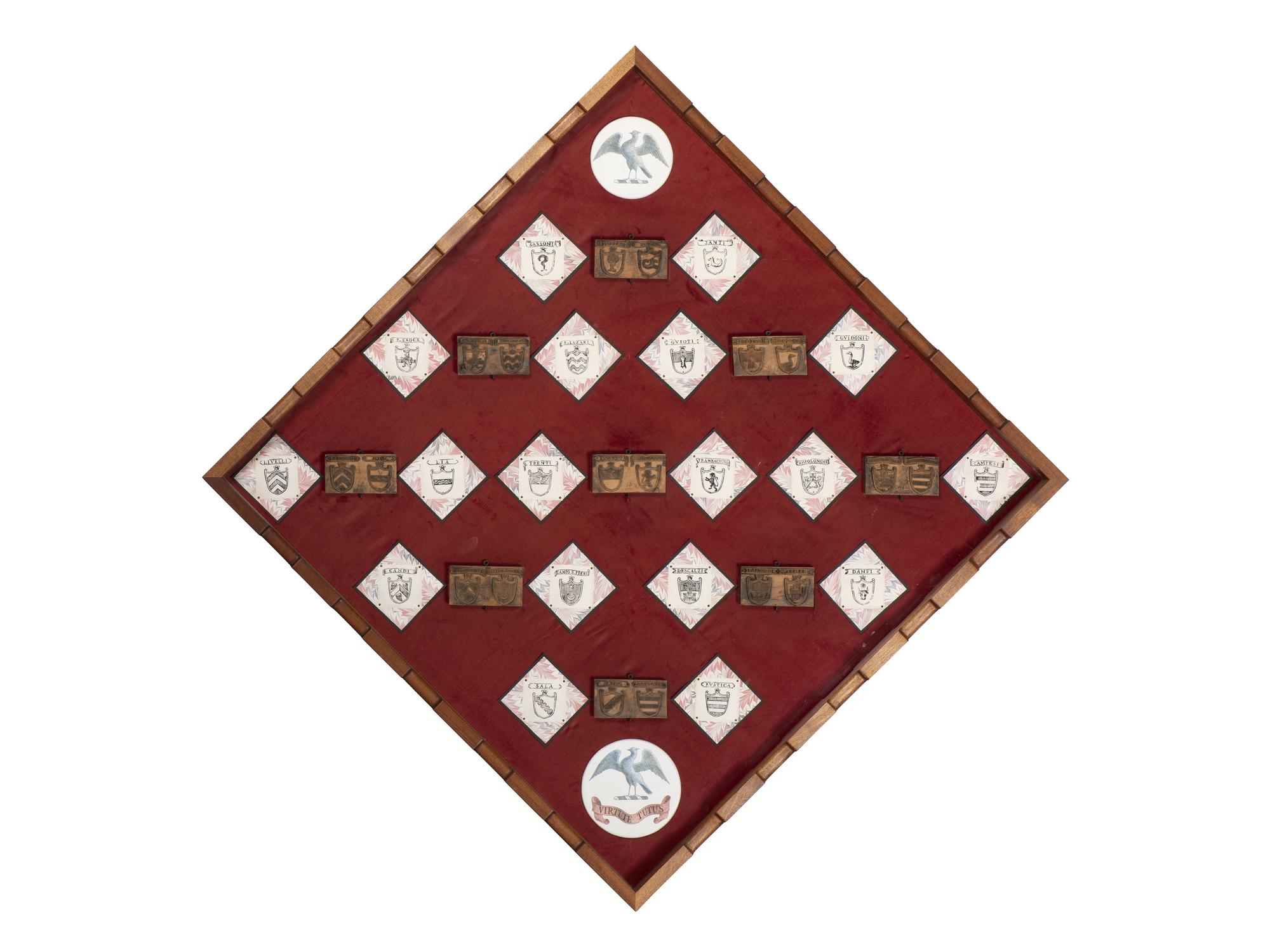 Three Sets of Framed Italian Armorial Printing Plates