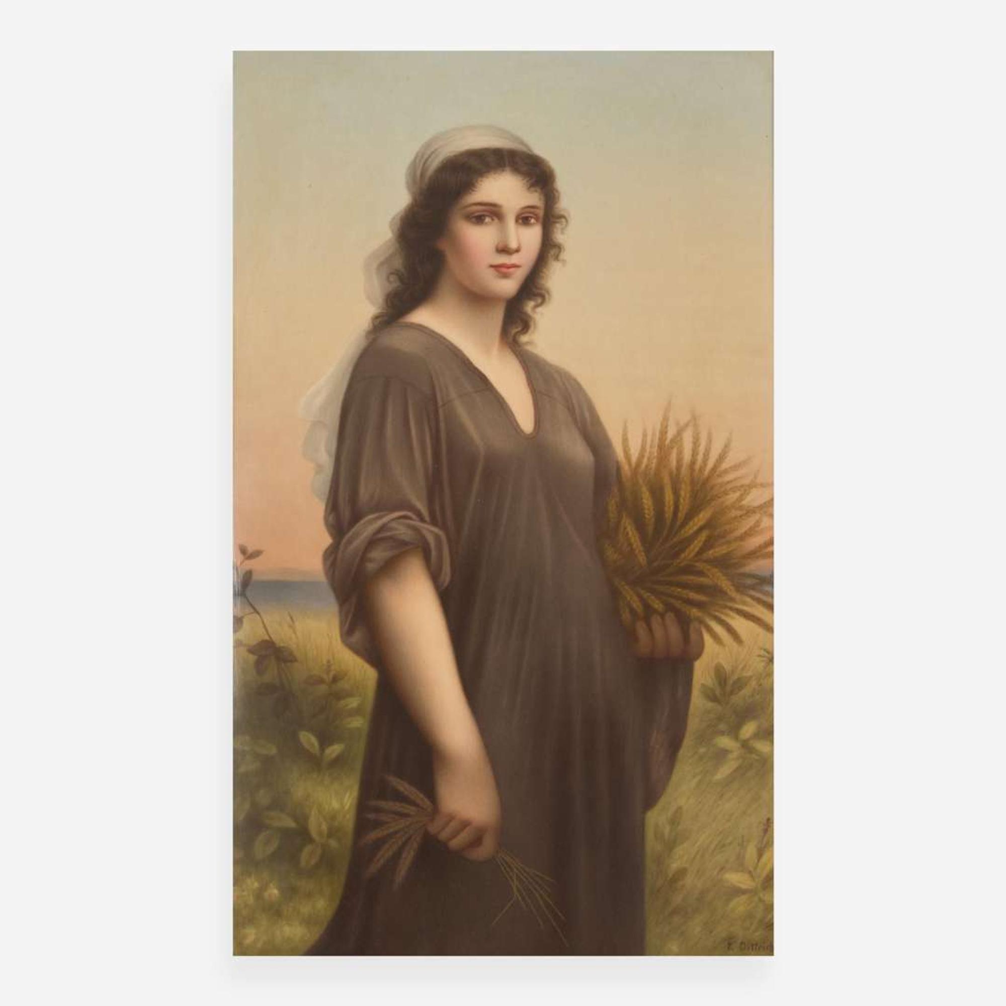 A KPM painted porcelain plaque depicting Ruth late 19th century