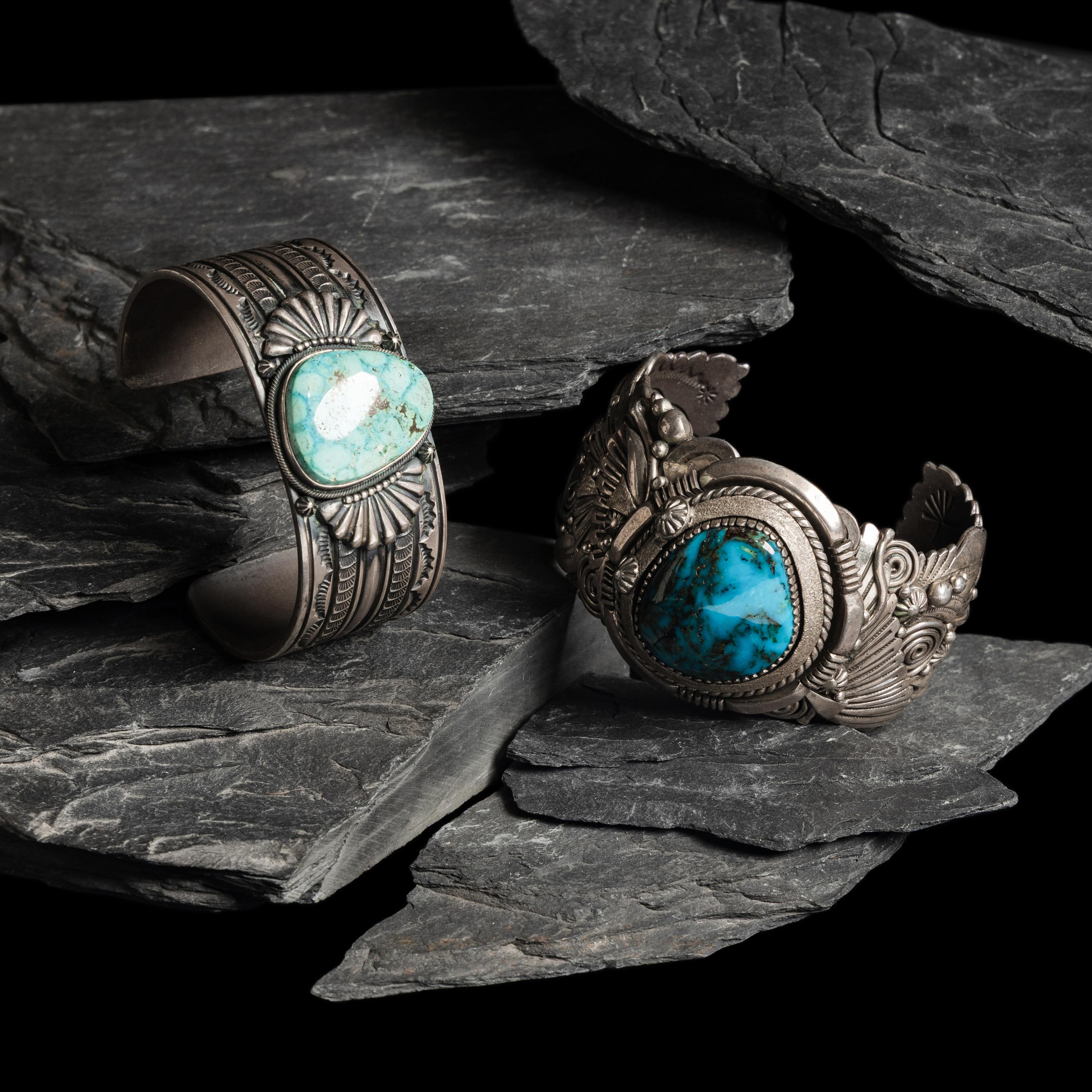Navajo Sterling Silver and Turquoise Cuff Bracelets
