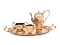 An English Silver-Gilt Four-Piece Coffee Service