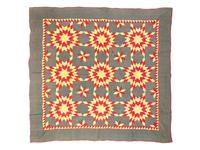 A Harvest Sun Pattern Pieced Cotton Quilt