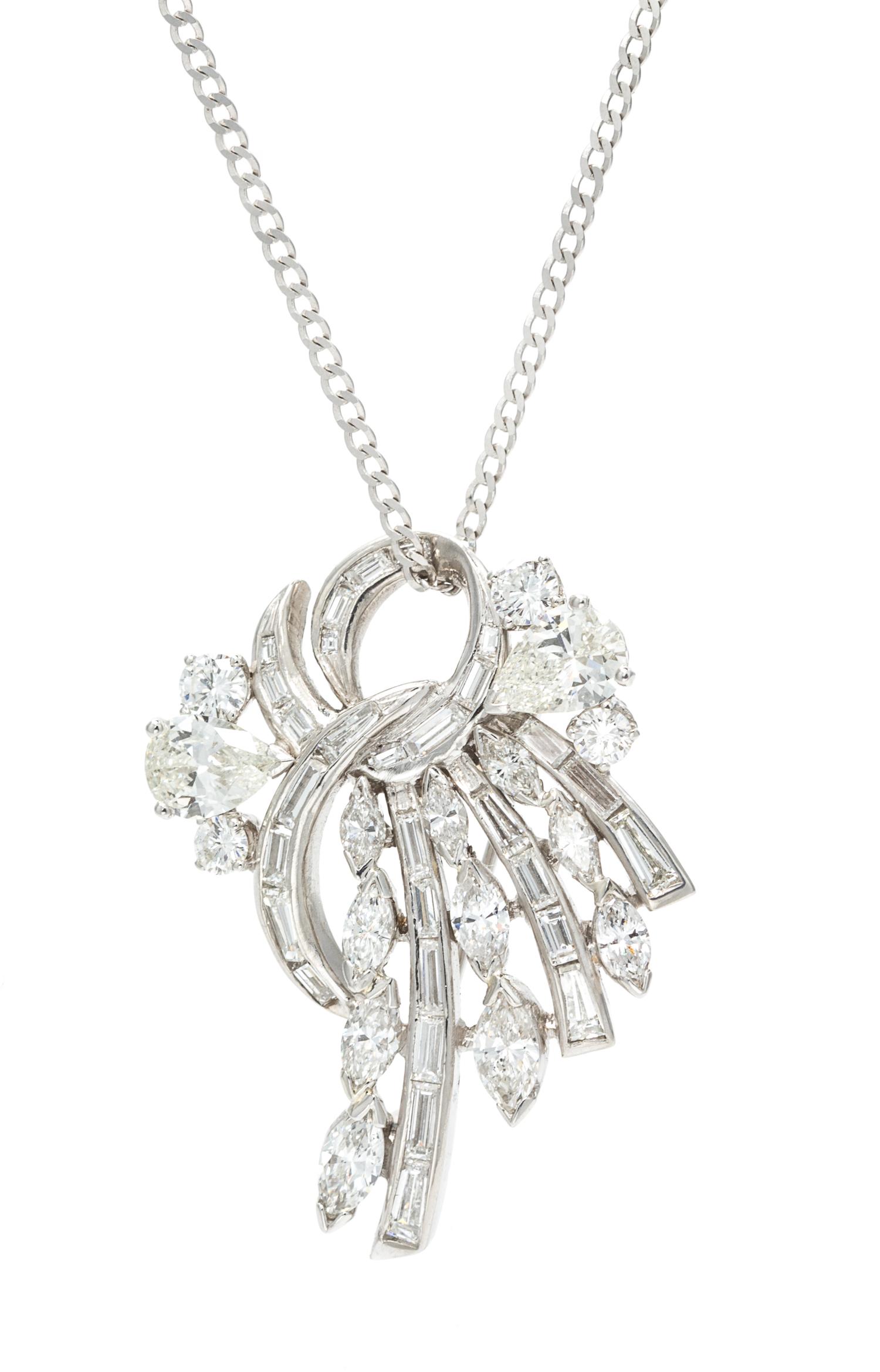 A White Gold and Diamond Brooch, 8.30 dwts.