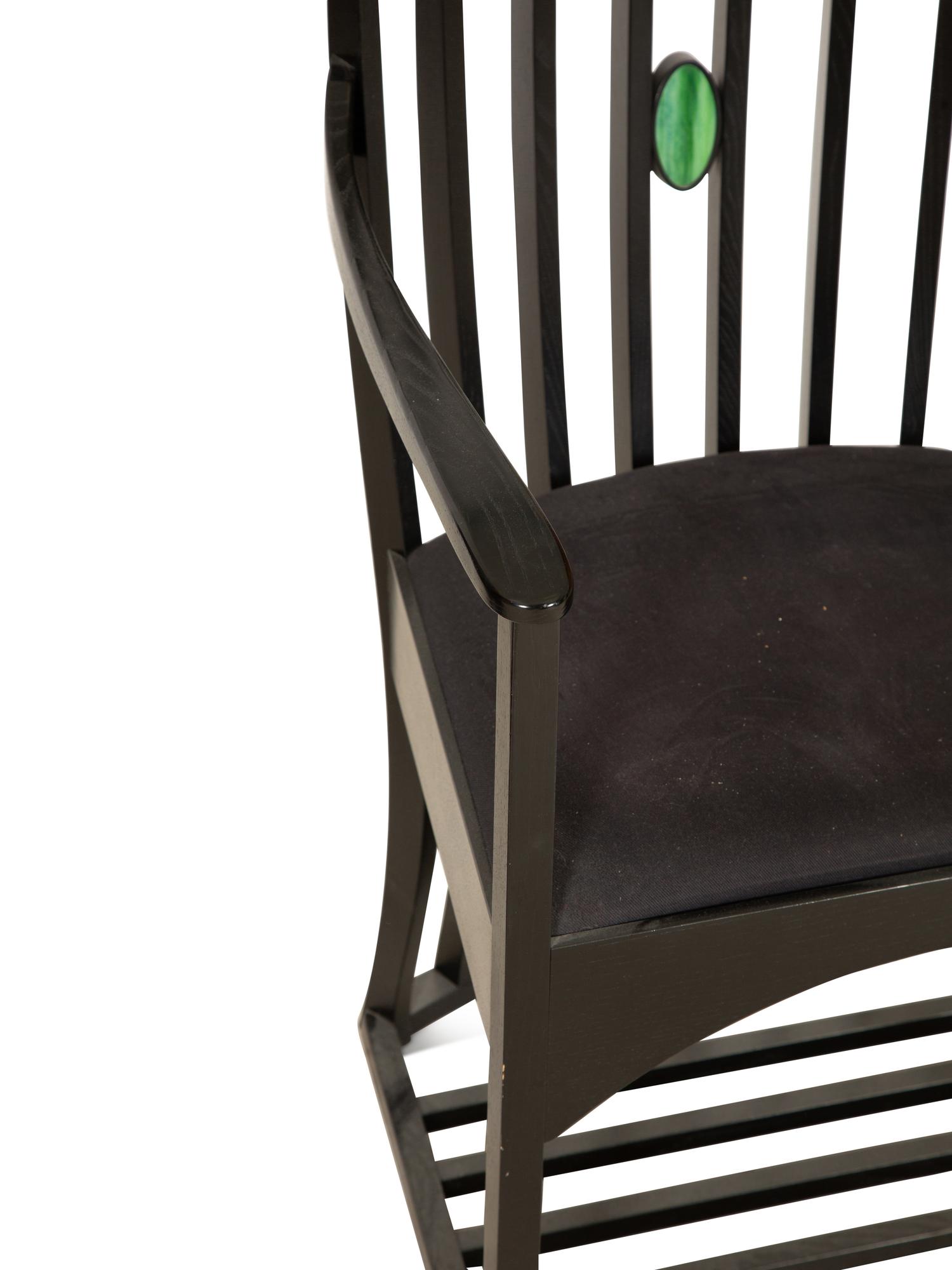 A Pair of Ebonized Highback Armchairs After Charles Rennie MackIntosh — Late 20th Century