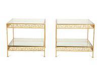 A Pair of Ebanista Jacques Stacking Gilt Decorated Wrought Iron Side Tables