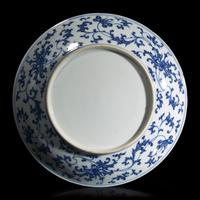 A Chinese Blue and White "Lotus" Dish,18th Century 清中期 青花纏枝蓮紋盤