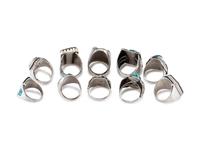 Navajo and Zuni Silver Rings, with Inlay