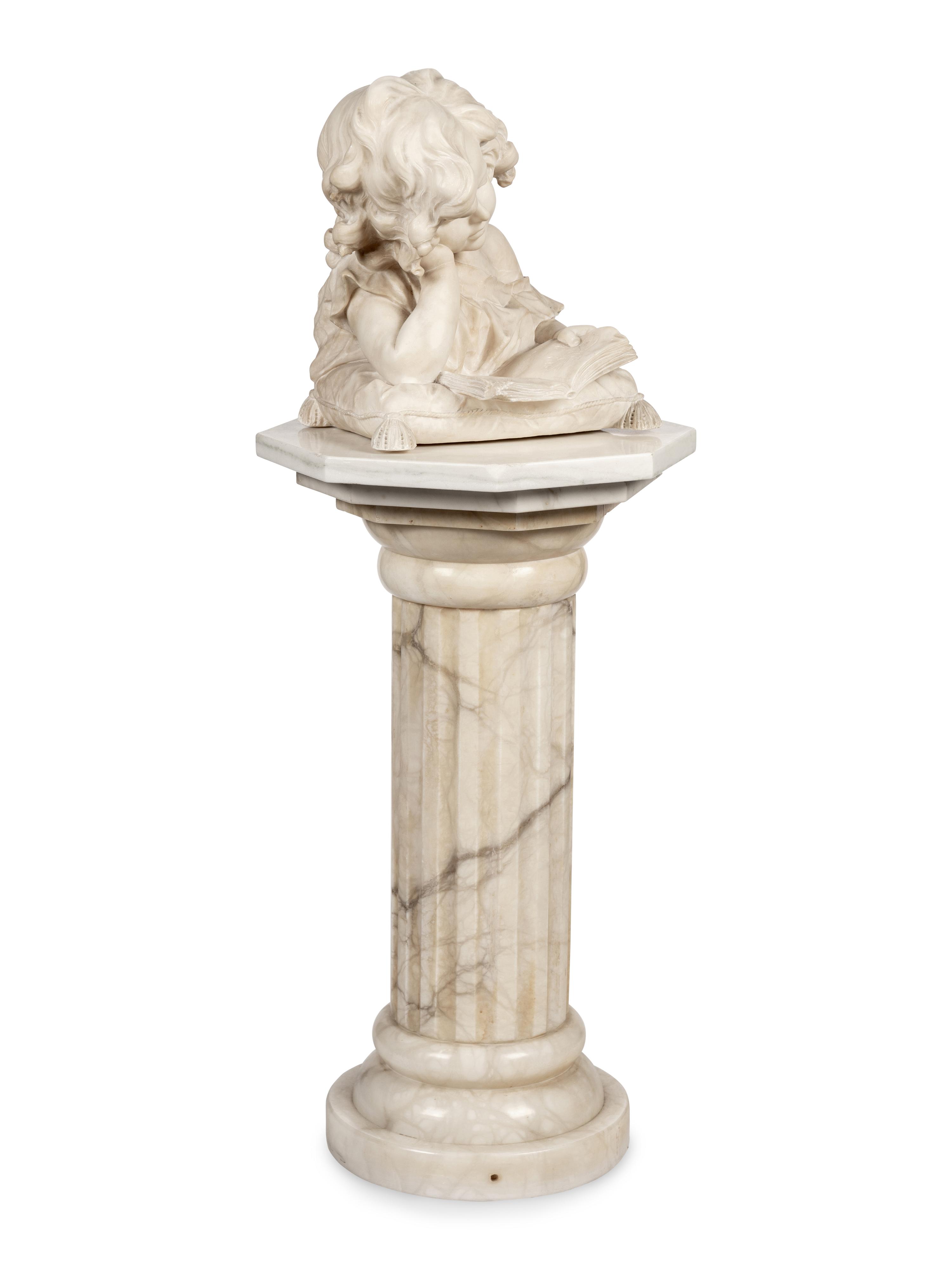 An Alabaster Bust of a Girl Reading