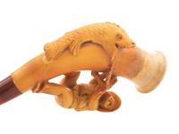 Three Carved Meerschaum Figural Pipes