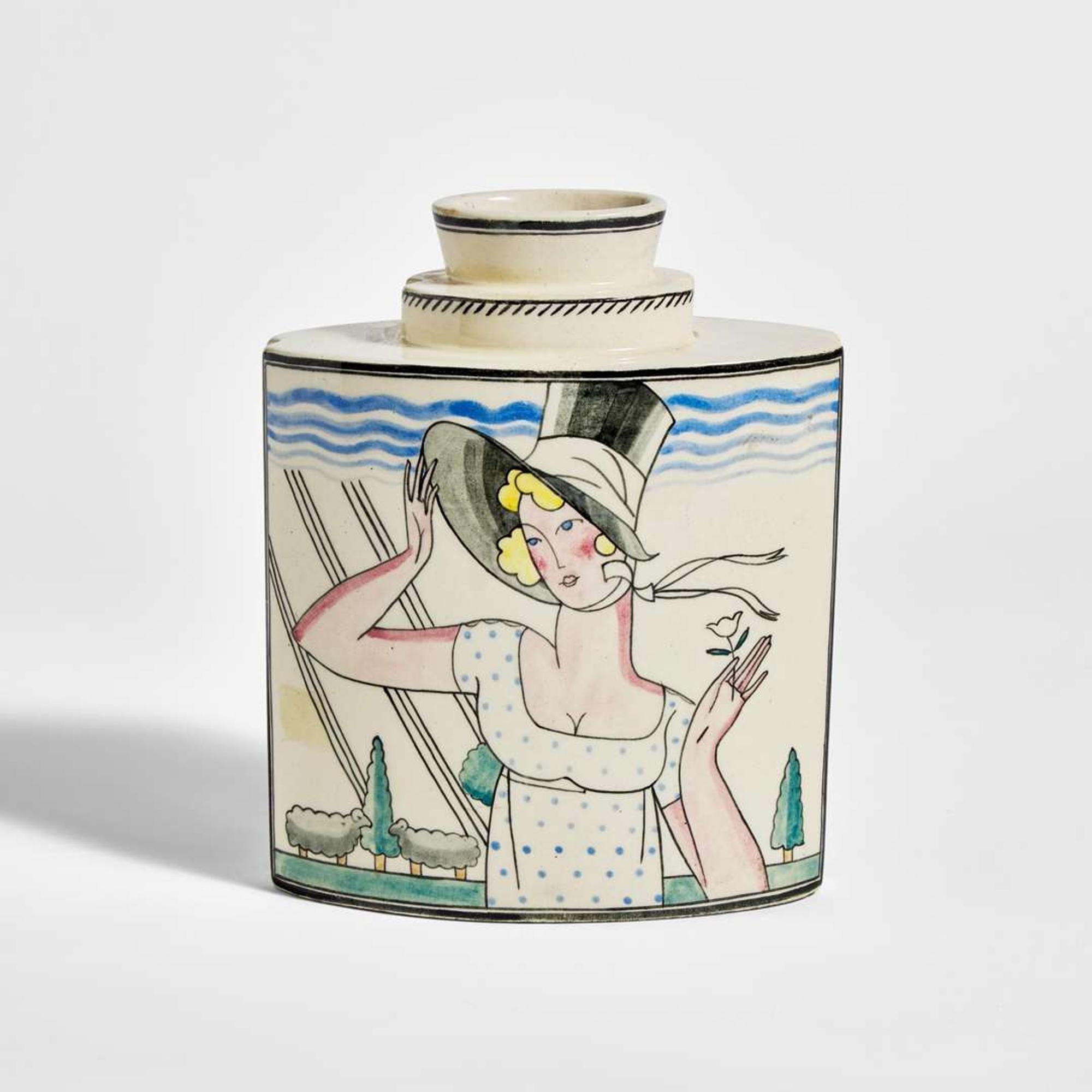 Robert Lallemant (French, 1902-1954) "Il Pleut, Il Pleut, Bergère" Art Deco Vase, France, circa 1925-1933