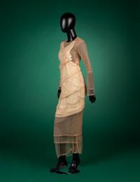 Comme des Garçons Nude Net and White Cotton with Pearls Evening Dress, Fall 2009