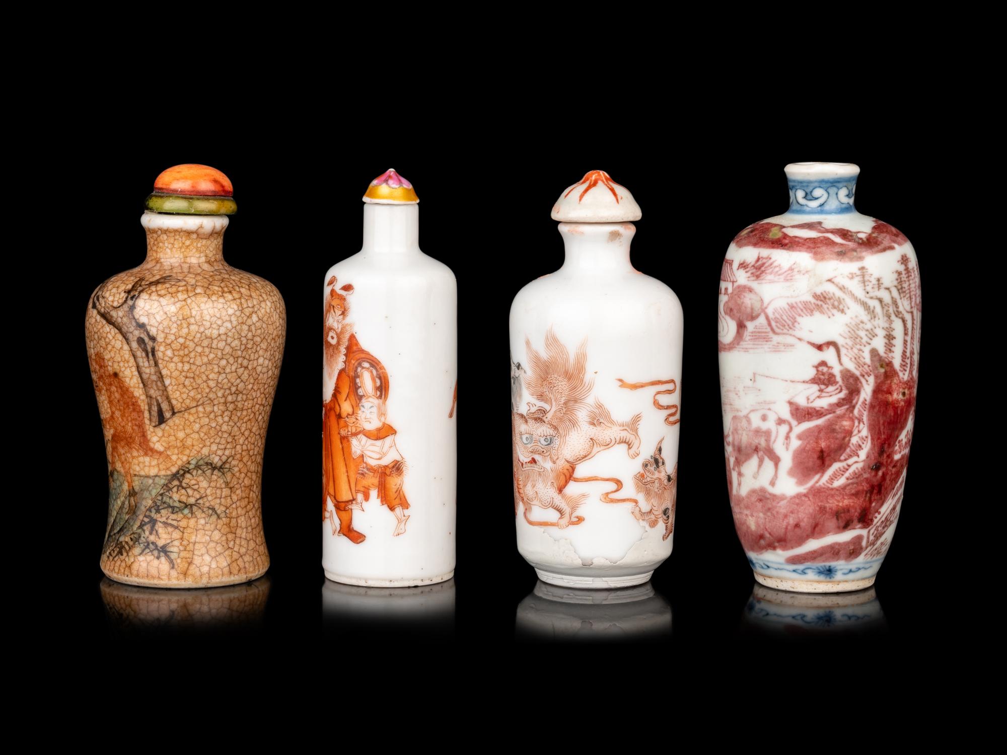 Four Chinese Porcelain Snuff Bottles