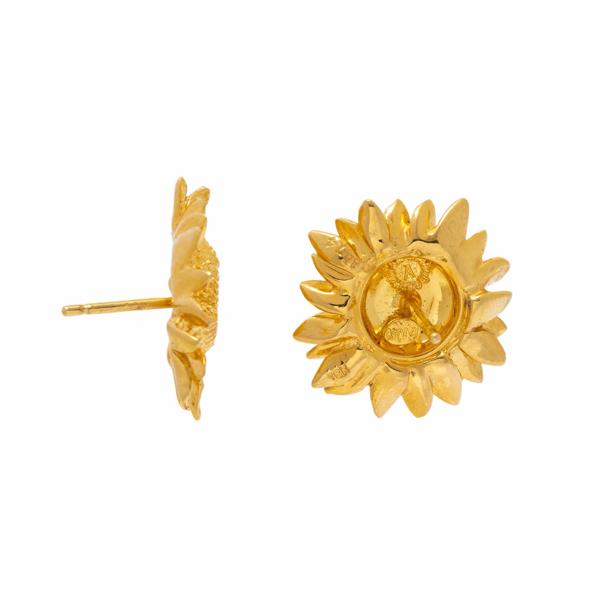 Asprey, Yellow Gold Sunflower Earrings