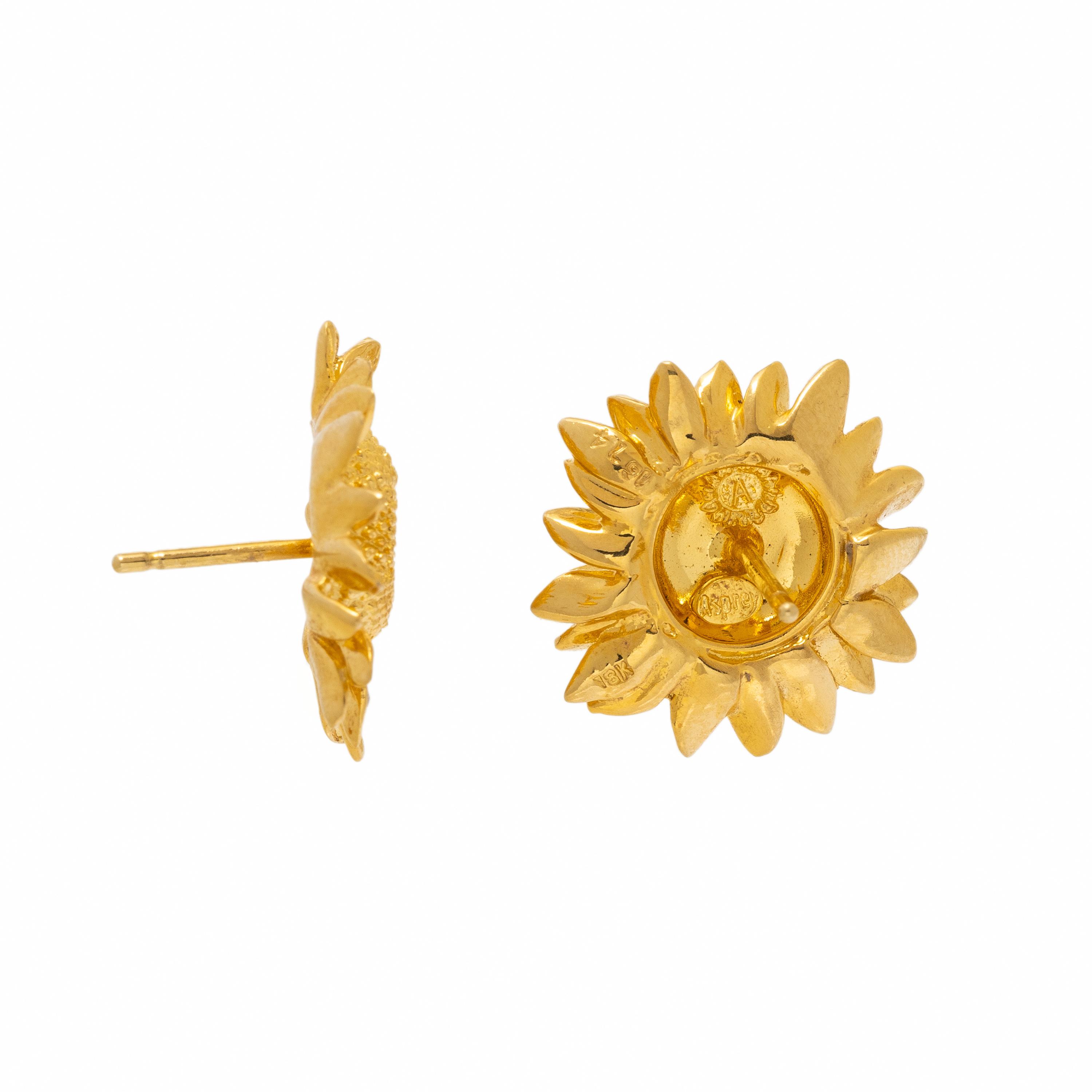 Asprey, Yellow Gold Sunflower Earrings