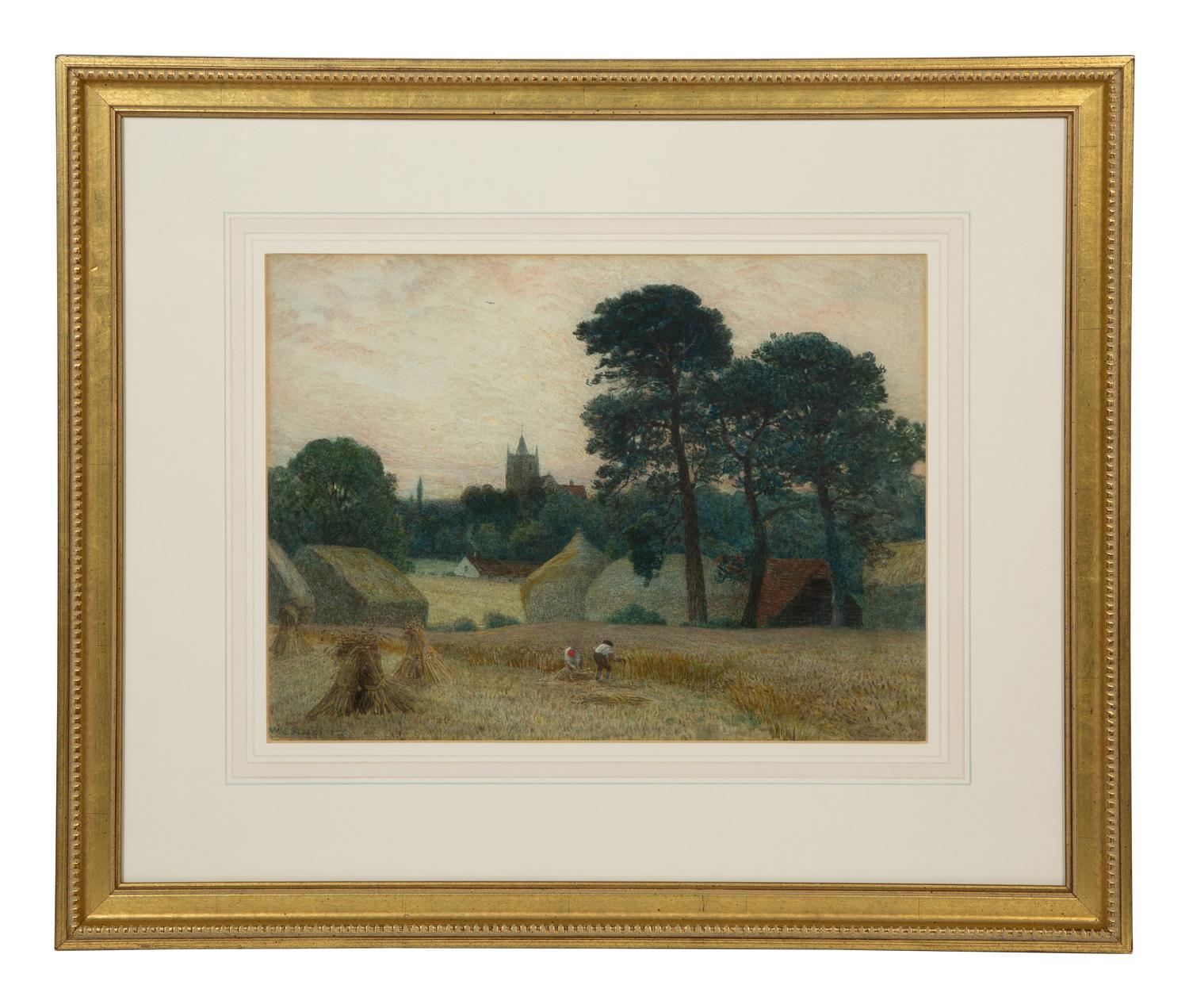 Workers in Wheat with Cattle in Background , 1855