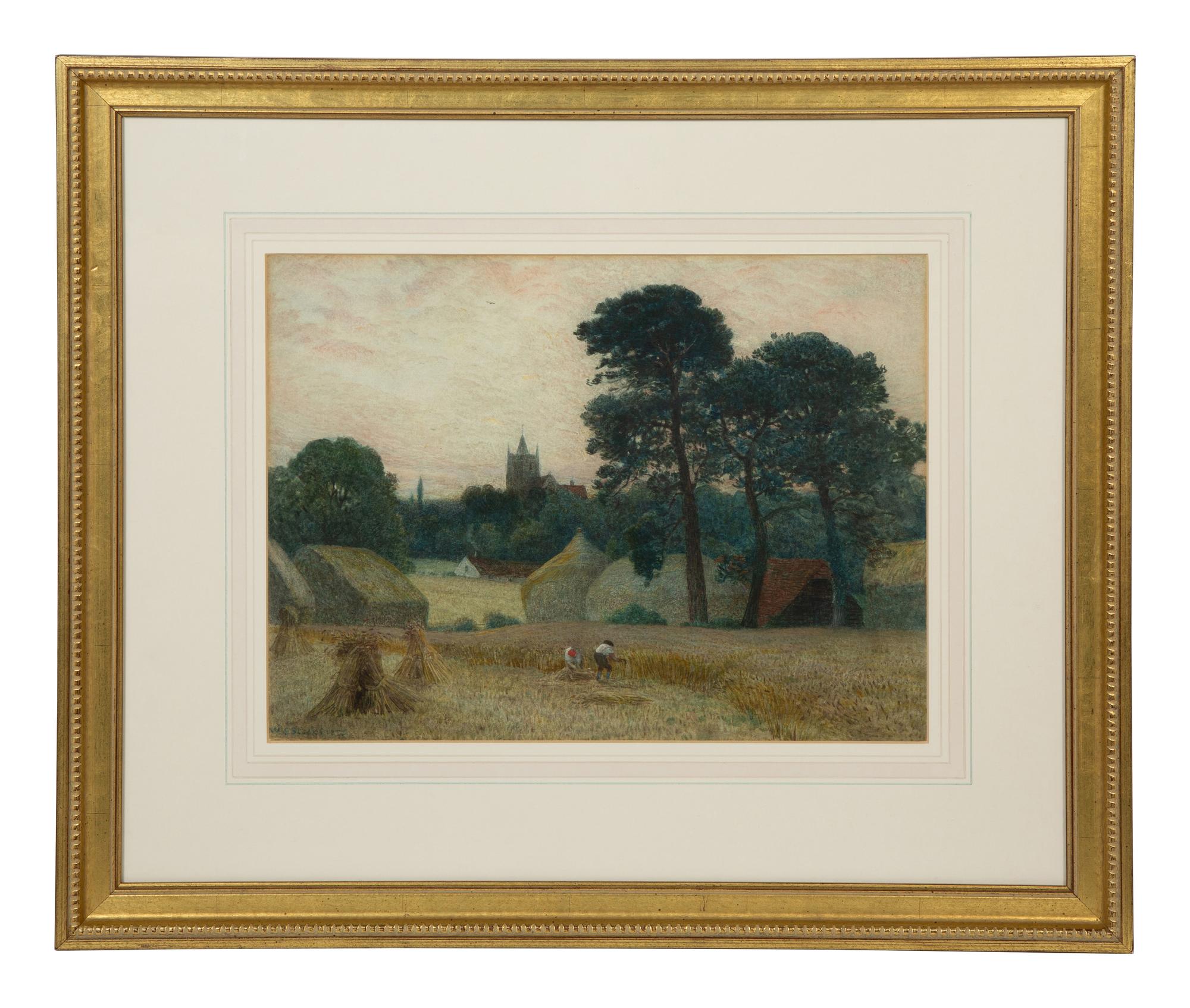 Workers in Wheat with Cattle in Background , 1855