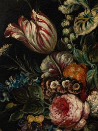 Still Lifes with Flowers and a Peach (a pair of works)