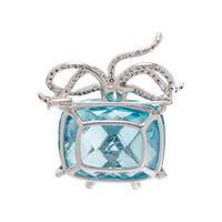 BLUE TOPAZ AND DIAMOND BROOCH