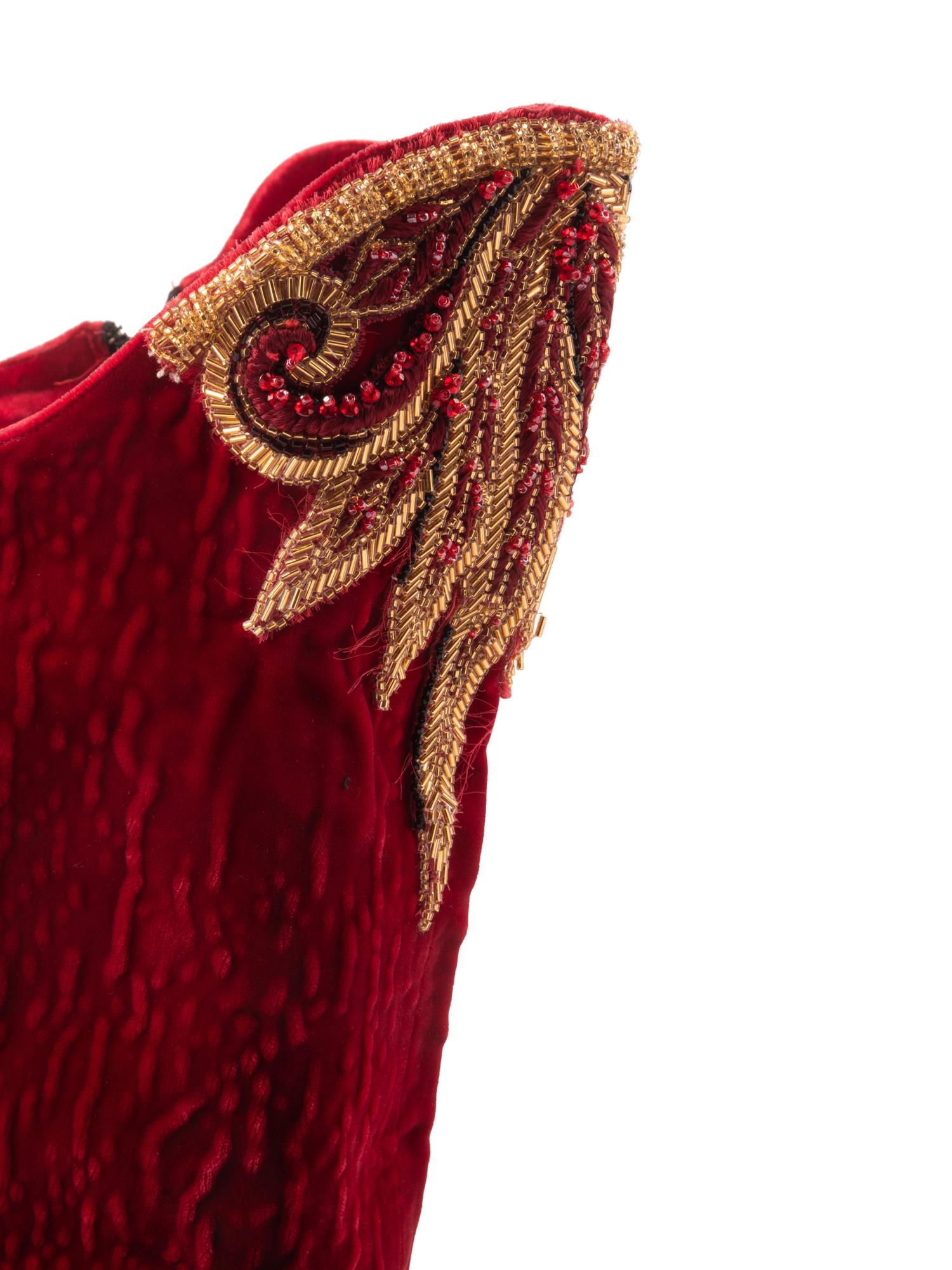 Red Velvet & Fur Hat with Matching Boots, 1990s