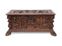 A Spanish Renaissance Revival Style Carved Cassone