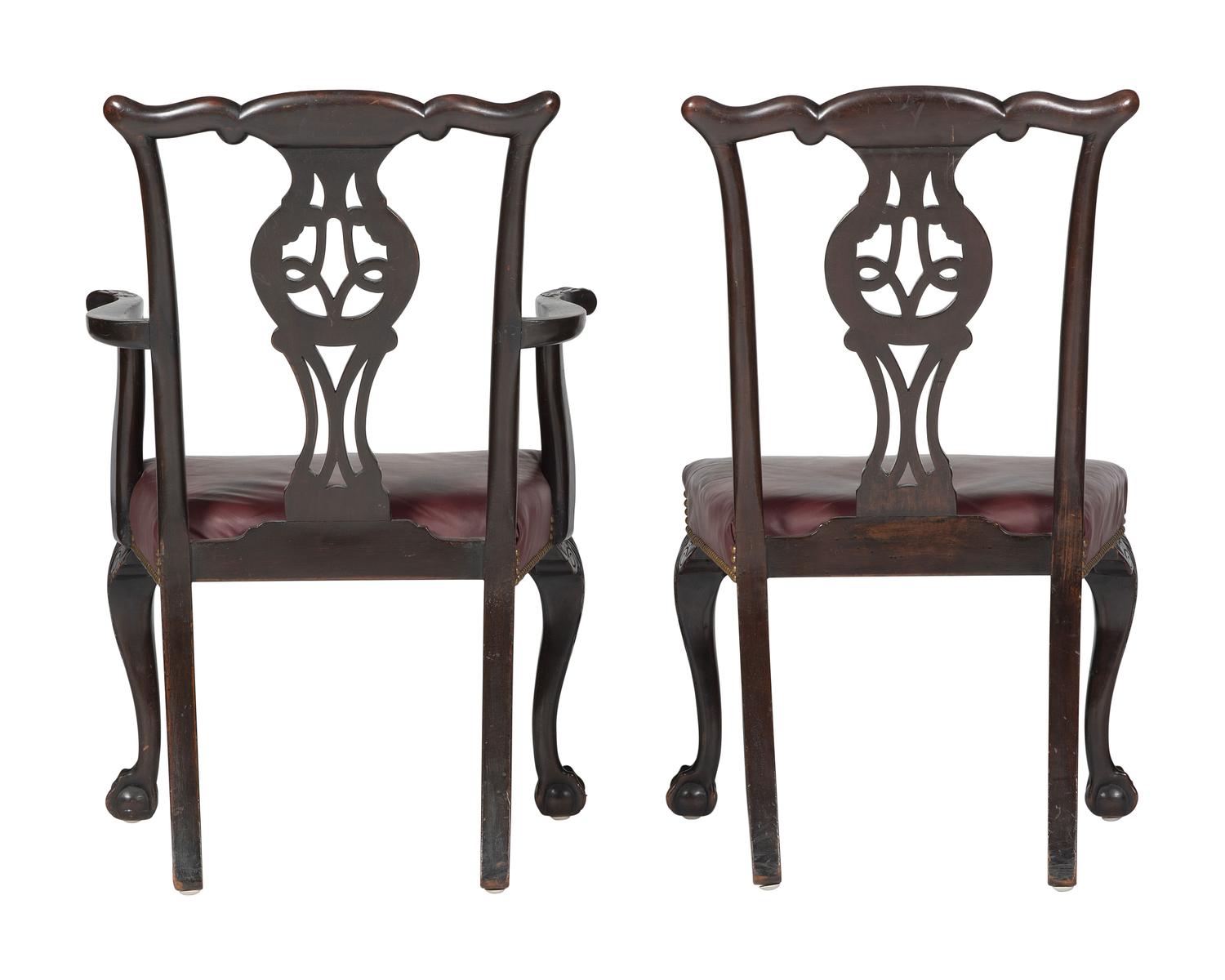 Eight Irish Chippendale Style Mahogany Chairs
