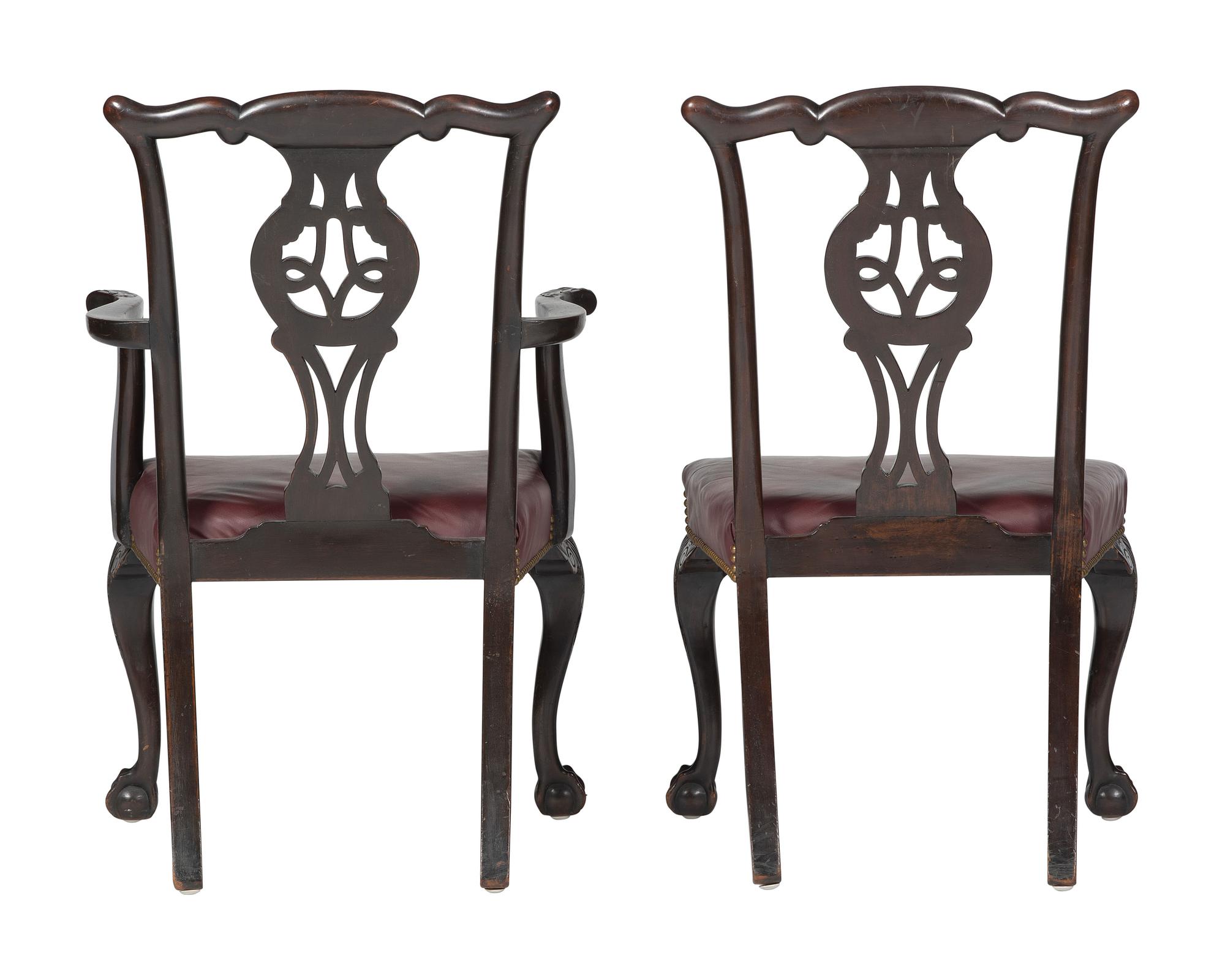Eight Irish Chippendale Style Mahogany Chairs